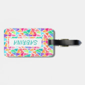 Étiquette À Bagage Hip Custom Triangles Polygon Mosaic Aquarelle Art (Dos horizontal)