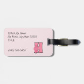 Étiquette À Bagage Hippo en rose pour les filles Lettre H Monogramme (Dos horizontal)