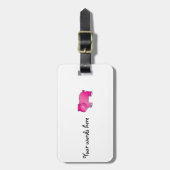 Étiquette À Bagage Hippopotame rose mignon (Devant Vertical)