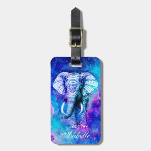 Étiquette À Bagage Hipster Elephant Nebula Space.                    