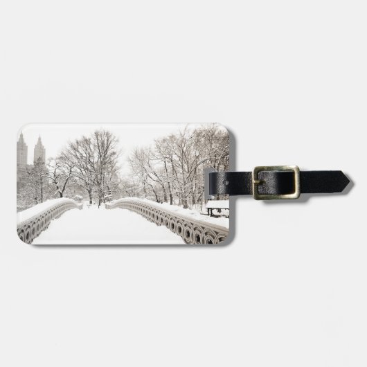 Étiquette À Bagage Hiver de Central Park Romance - pont d'arc (Devant horizontal)
