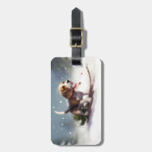 Étiquette À Bagage hiver de neige de Noël beagle (Devant Vertical)