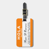 Étiquette À Bagage hola me llamo (orange) (Devant Vertical)