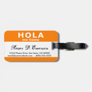 Étiquette À Bagage hola me llamo (orange)