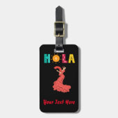 Étiquette À Bagage Hola ! Thème espagnol/senorita/texte modifiable (Devant Vertical)