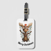 Étiquette À Bagage Holiday Lights Moose (Devant Vertical)