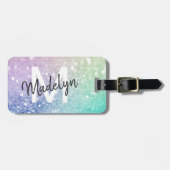 Étiquette À Bagage Holographe de Parties scintillant glamour assez pe (Devant horizontal)