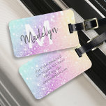 Étiquette À Bagage Holographe de Parties scintillant glamour Monogram<br><div class="desc">Personnalisez facilement cet élégant motif bokeh couleur faux parties scintillant avec votre nom et/ou monogramme personnalisés.</div>