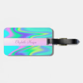 Étiquette À Bagage Holographie cool à la mode à ananas (Dos horizontal)