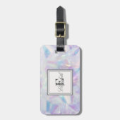 Étiquette À Bagage Holographie cool, Monogramme Diamant Personnalisé (Devant Vertical)