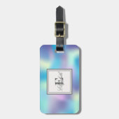 Étiquette À Bagage Holographie cool, Monogramme Personnalisé (Devant Vertical)