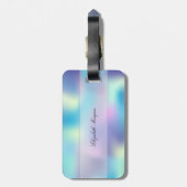 Étiquette À Bagage Holographie cool, Monogramme Personnalisé (Dos Vertical)