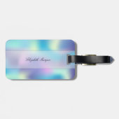 Étiquette À Bagage Holographie cool, Monogramme Personnalisé (Dos horizontal)