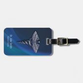 Étiquette À Bagage Holographique Chrome foncé 3D Caduceus Médicale (Devant horizontal)