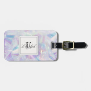 Étiquette À Bagage Holographique Cool, Monogramme Diamant - Personnal