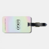 Étiquette À Bagage Holographique Pastel Logo de l'entreprise Business (Dos horizontal)