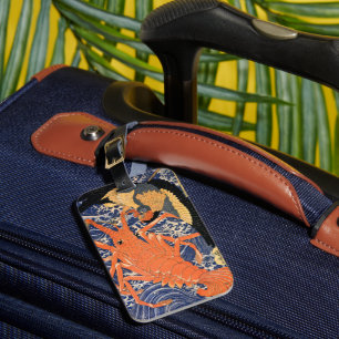 Étiquette À Bagage Homard et oiseaux japonais vintages