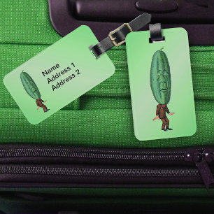Étiquette À Bagage Homme à tête de cornichon vert fantaisiste en cost