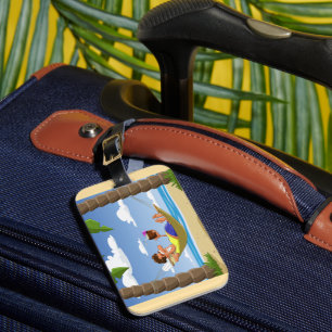 Étiquette À Bagage Homme drôle se relaxant dans un hamac de plage