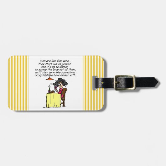 Étiquette À Bagage Hommes et humour de vin fin (Devant horizontal)