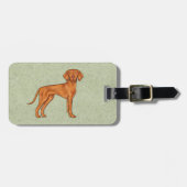 Étiquette À Bagage Hongrois Vizsla Pointeur Dessin Chien Dessin Vert (Devant horizontal)