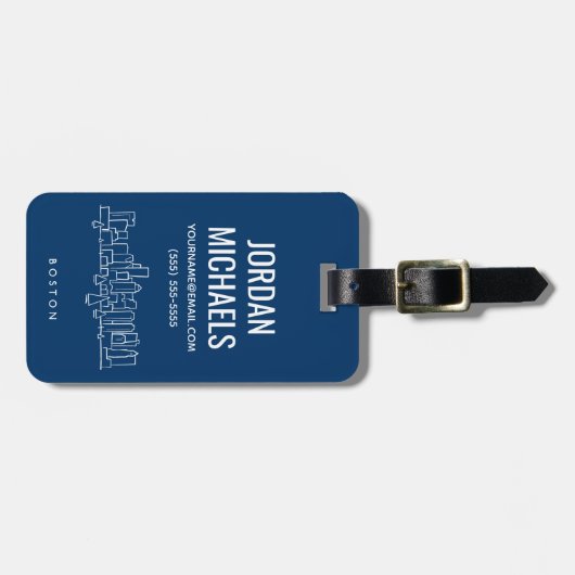 Étiquette À Bagage Horizon de Boston (Devant horizontal)