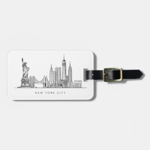 Étiquette À Bagage Horizon de New York minimaliste en ligne art