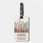 Étiquette À Bagage Horizon de ville d'Istanbul, Turquie | (Dos Vertical)