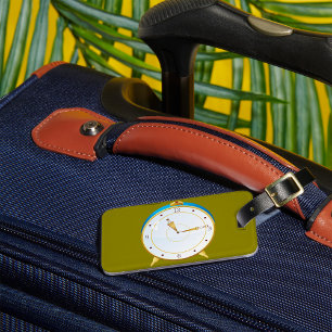Étiquette À Bagage Horloge rétro d'alarme or avec réglage bleu