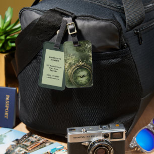Étiquette À Bagage Horlogerie Steampunk Victorienne en Vert Emeraude