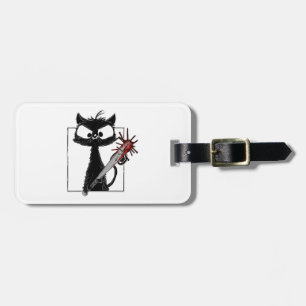 Étiquette À Bagage Horreur de baseball de chat noir Halloween