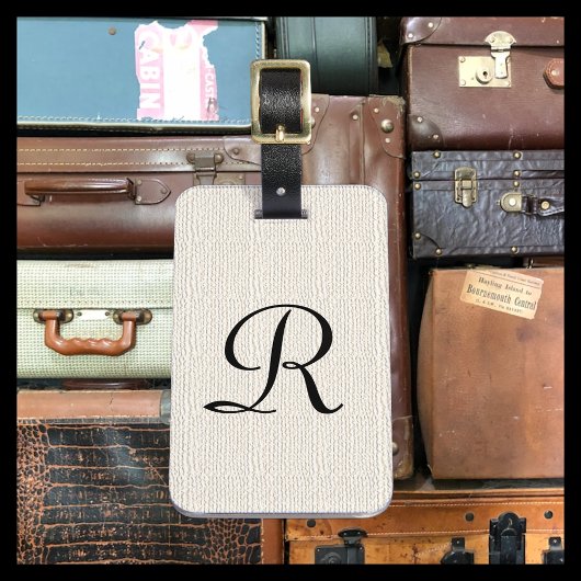 Étiquette À Bagage Hors Blanc Faux Textes Burlap Monogramme Sac