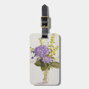 Étiquette À Bagage Hortensia bleu avec la salicaire jaune