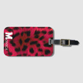 Étiquette À Bagage Hot Pink Leopard Print Faux (Devant Horizontal)