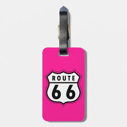 Étiquette À Bagage Hot Pink Route 66 road sign (Dos Vertical)