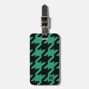 Étiquette À Bagage Houndstooth moderne audacieux émeraude avec monogr