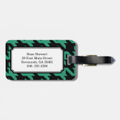 Étiquette À Bagage Houndstooth moderne audacieux émeraude avec monogr (Dos horizontal)