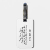 Étiquette À Bagage Houndstooth Turquoise et noir (Dos Vertical)