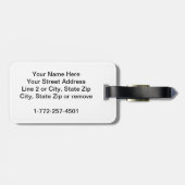 Étiquette À Bagage Houndstooth Turquoise et noir (Dos horizontal)