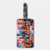 Étiquette À Bagage Houston Skyline Abstrait Art (Dos Vertical)