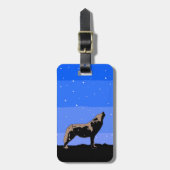 Étiquette À Bagage Howling Wolf en hiver - Art faunique original (Devant Vertical)