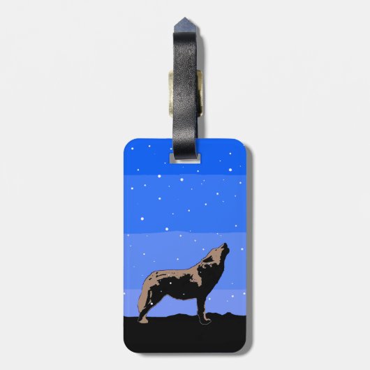 Étiquette À Bagage Howling Wolf en hiver - Art faunique original (Dos Vertical)