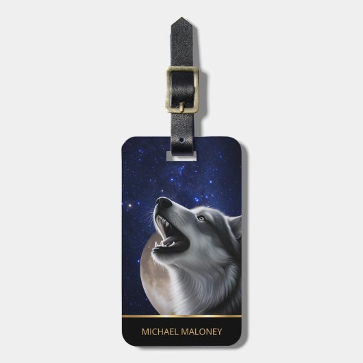 Étiquette À Bagage Howling Wolf Wild Animaux Photo (Devant Vertical)