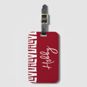 Étiquette À Bagage Hubby Tribal Africain Rouge et Blanc MR. (Devant Vertical)