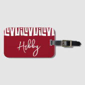 Étiquette À Bagage Hubby Tribal Africain Rouge et Blanc MR. (Devant Horizontal)