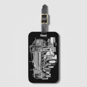 Étiquette À Bagage Huile de camion-pompier gris peinte, (Devant Vertical)