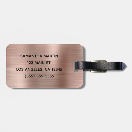 Étiquette À Bagage Huile d'or Rose (Dos horizontal)