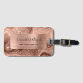 Étiquette À Bagage Huile en marbre doré Rose de luxe (Devant Horizontal)