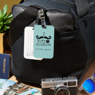 Étiquette À Bagage Humour à la moustache bleu œuf de merle noir