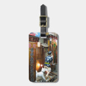 Étiquette À Bagage Humour Japonais - Chien tirant des culottes vers l (Devant Vertical)